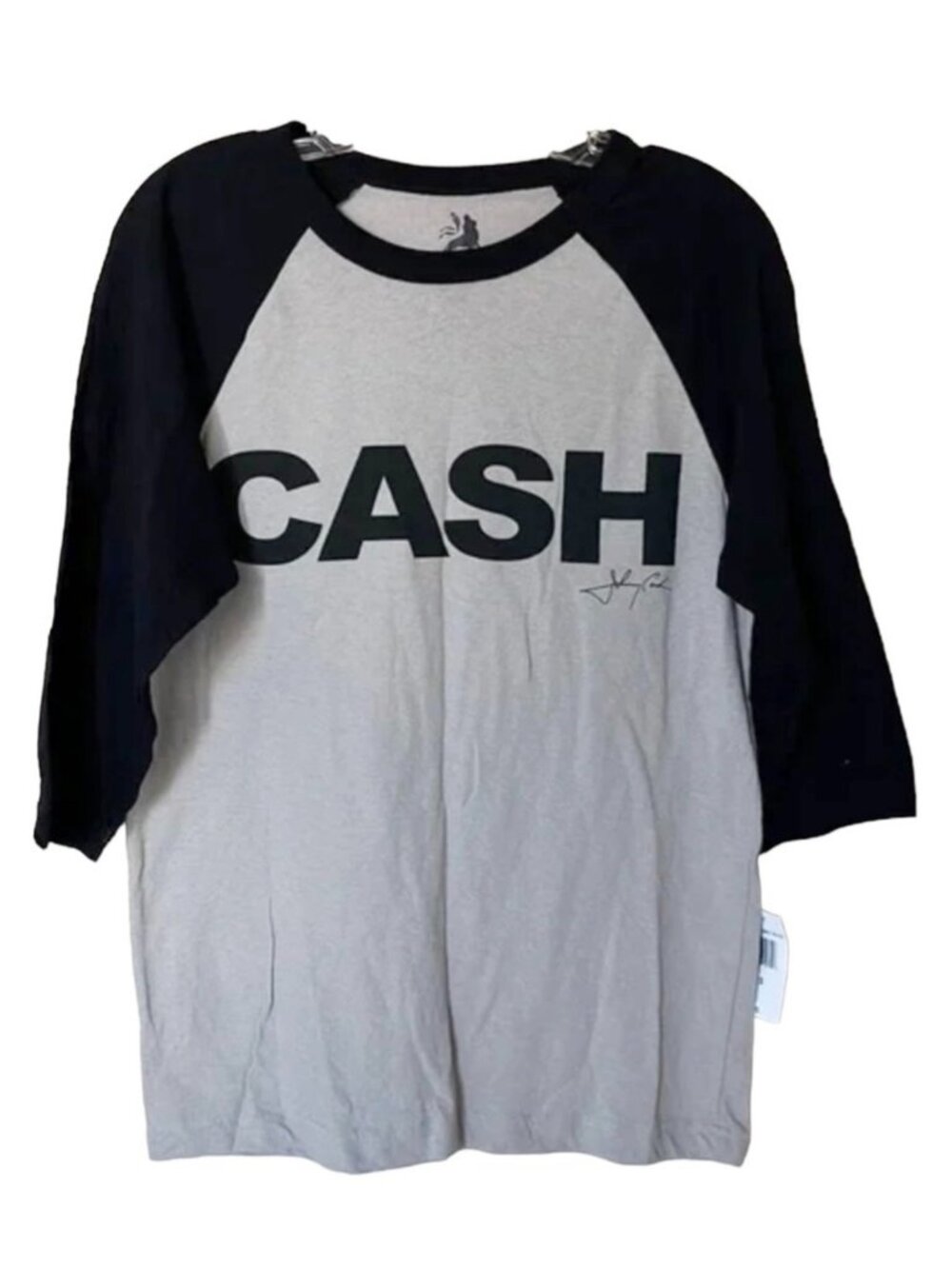 Johnny Cash Shirt Baseball Tee SM NWT Zion Rootswear Graphic Raglan Grey Black